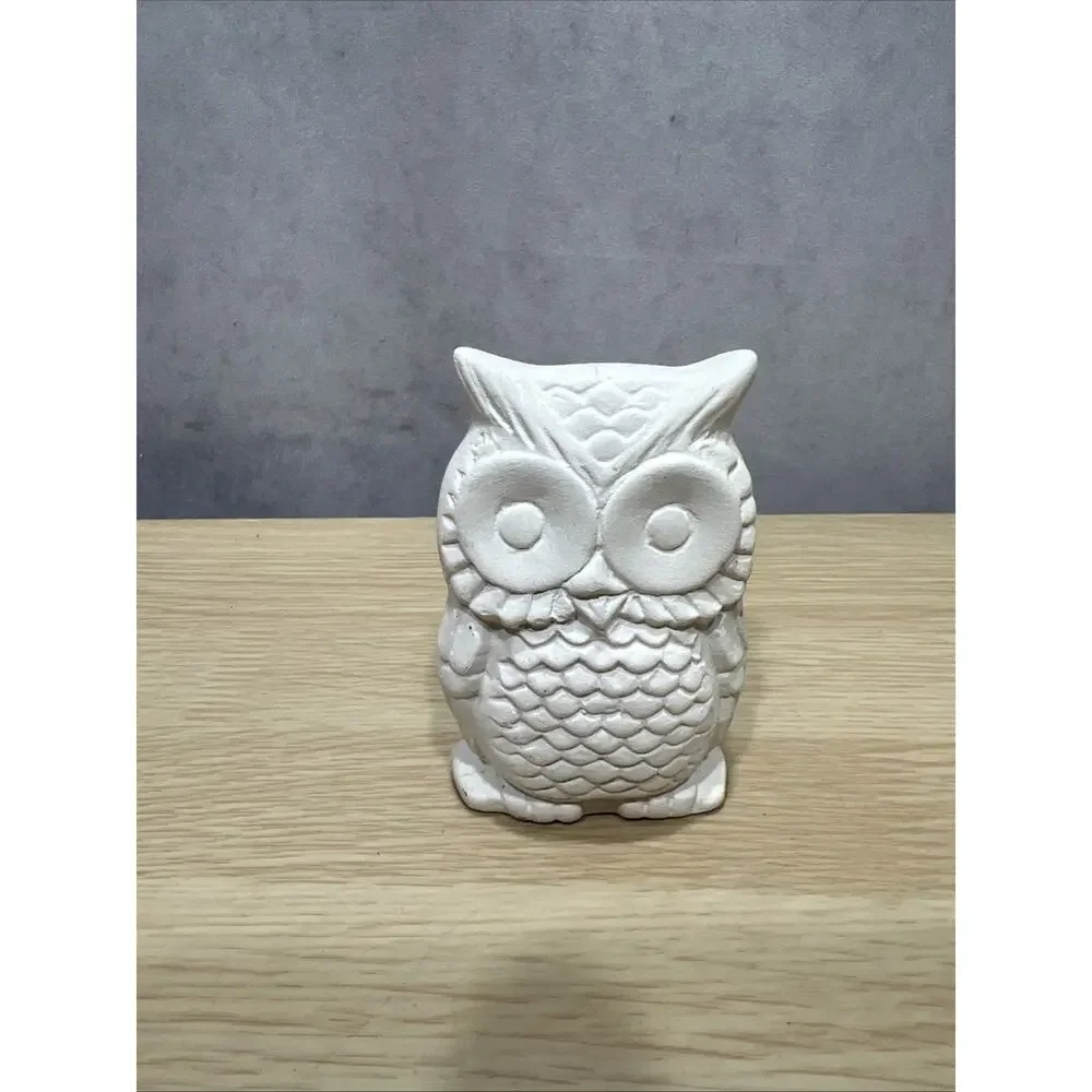 Vintage Sea Owls Shell /Chalk Folk Art Sculpture Owl Figurine Google Eyes Lot 3 - Picture 6 of 7